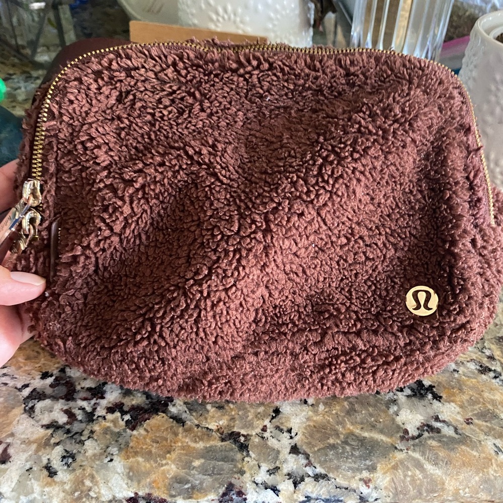 lululemon athletica Brown Sherpa Zip Pouch